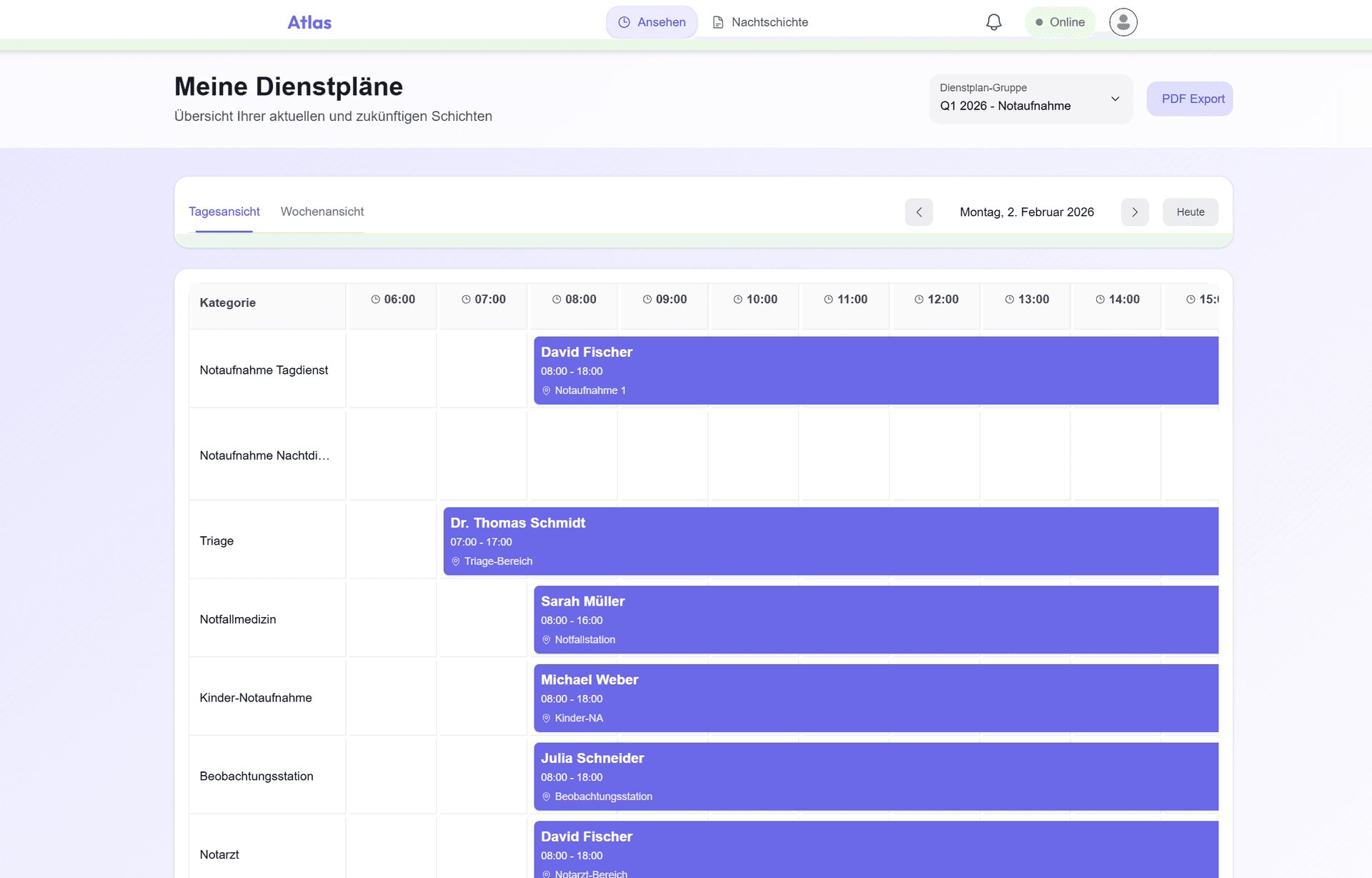 Atlas Dienstplan - Automatische Planung