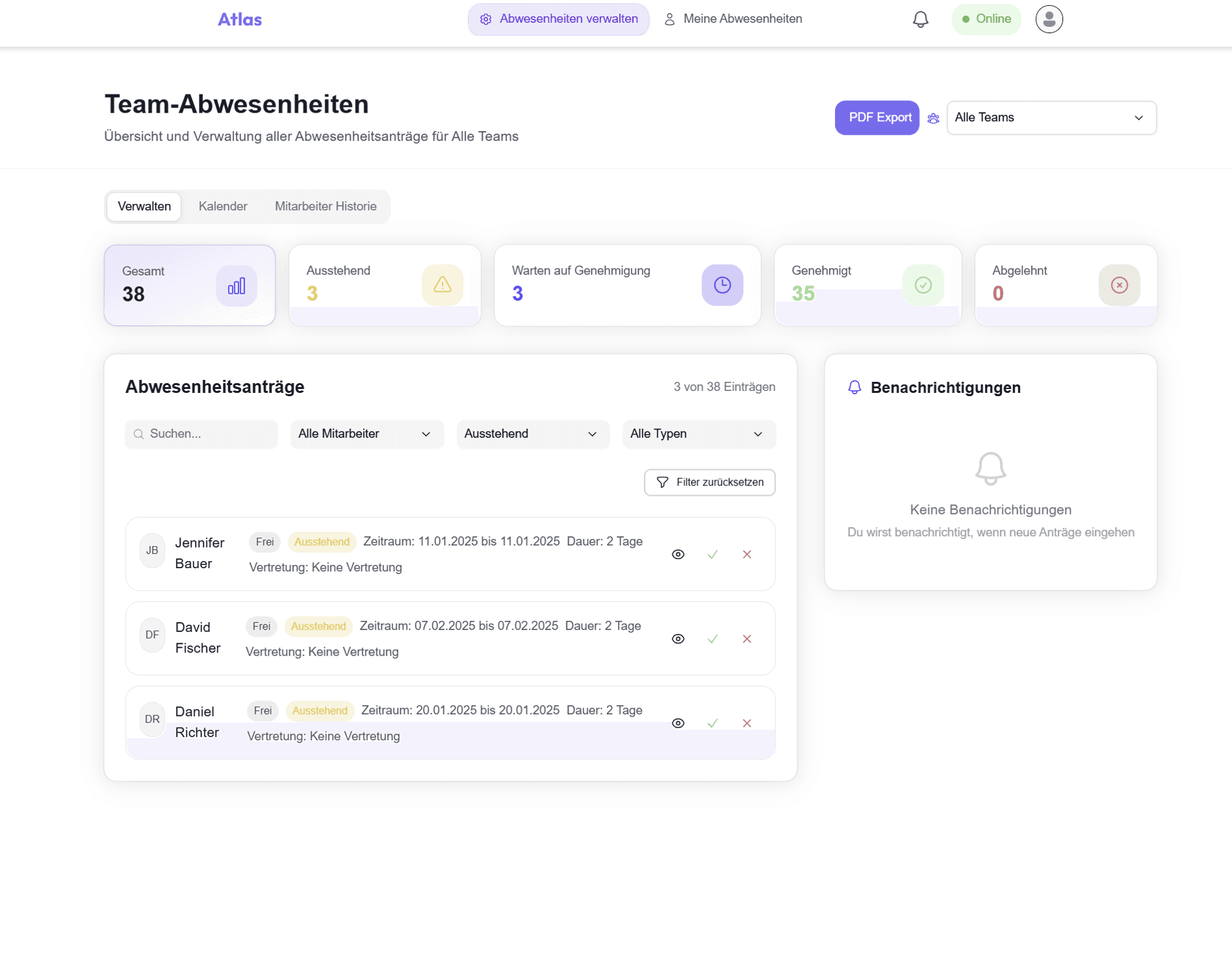 Abwesenheitsmanagement - Atlas